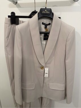 Brooks Brothers Cream Single-Button Shawl Collar Suit